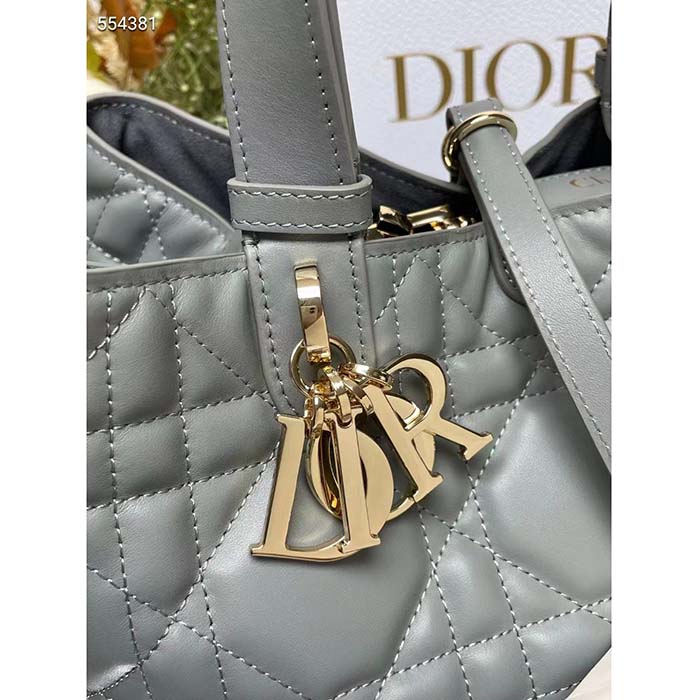Dior Women CD Medium Dior Toujours Bag Stone Gray Macrocannage Calfskin Reference M2821OSHJ_M41G