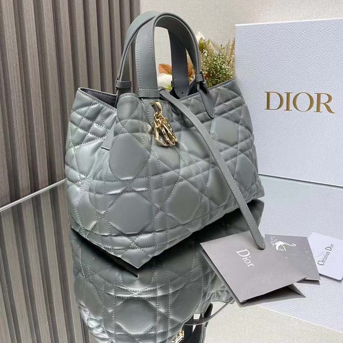 Dior Women CD Medium Dior Toujours Bag Stone Gray Macrocannage Calfskin Reference M2821OSHJ_M41G