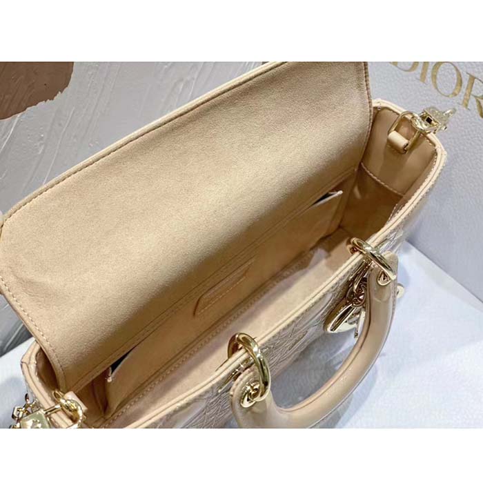 Dior Women CD Medium Lady D-Joy Bag Sand-Colored Cannage Lambskin