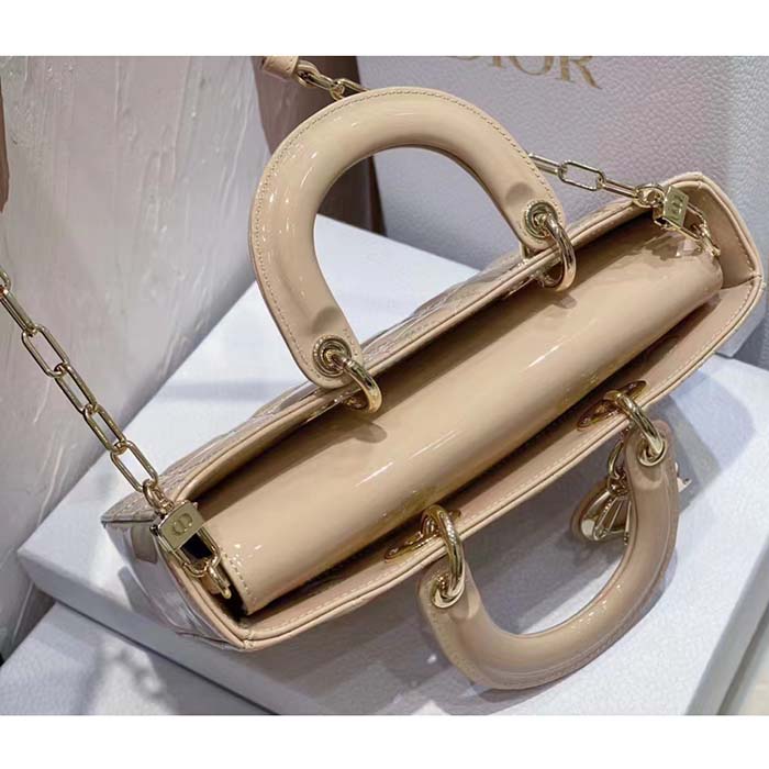 Dior Women CD Medium Lady D-Joy Bag Sand-Colored Cannage Lambskin