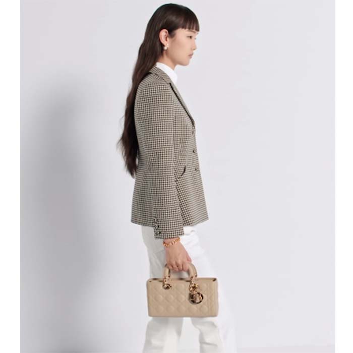 Dior Women CD Medium Lady D-Joy Bag Sand-Colored Cannage Lambskin