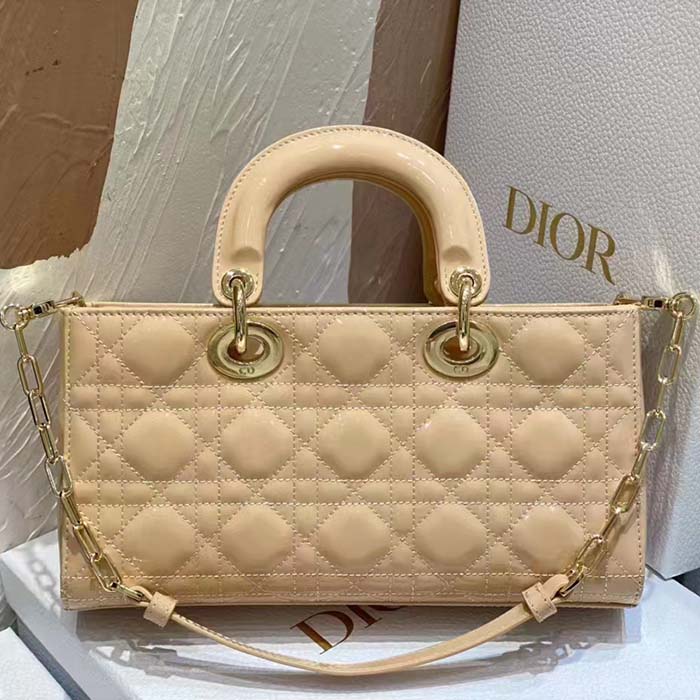 Dior Women CD Medium Lady D-Joy Bag Sand-Colored Cannage Lambskin