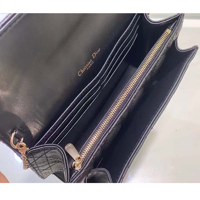 Dior Women CD Miss Dior Chain Pouch Black Cannage Lambskin