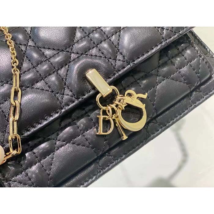 Dior Women CD Miss Dior Chain Pouch Black Cannage Lambskin