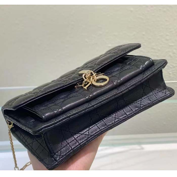 Dior Women CD Miss Dior Chain Pouch Black Cannage Lambskin