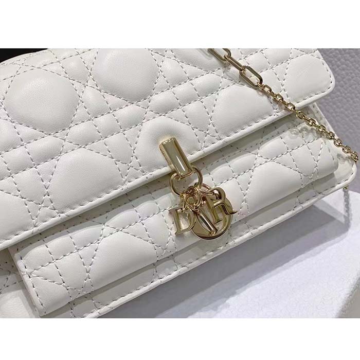 Dior Women CD Miss Dior Chain Pouch Latte Cannage Lambskin
