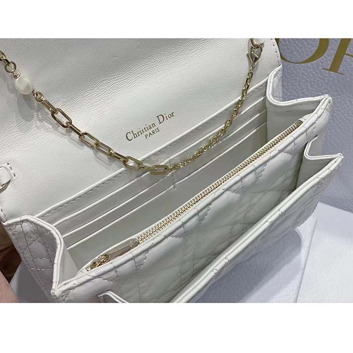 Dior Women CD Miss Dior Chain Pouch Latte Cannage Lambskin