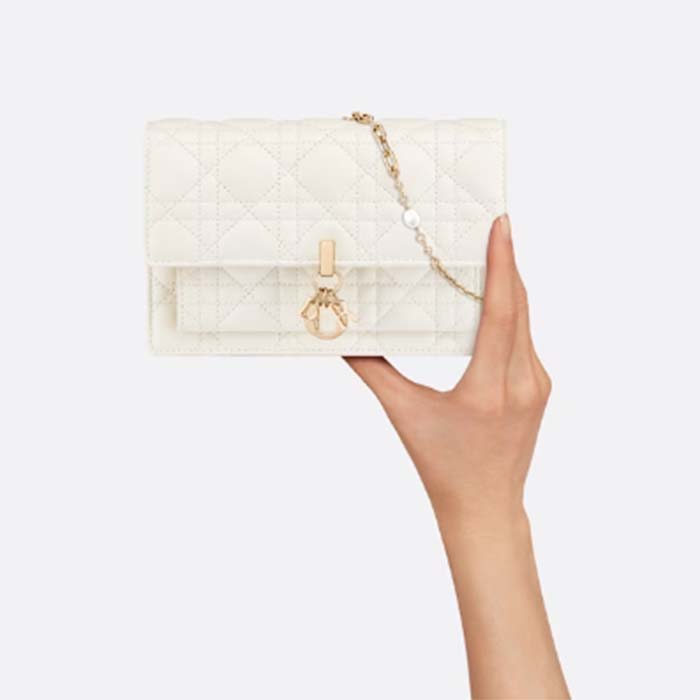 Dior Women CD Miss Dior Chain Pouch Latte Cannage Lambskin