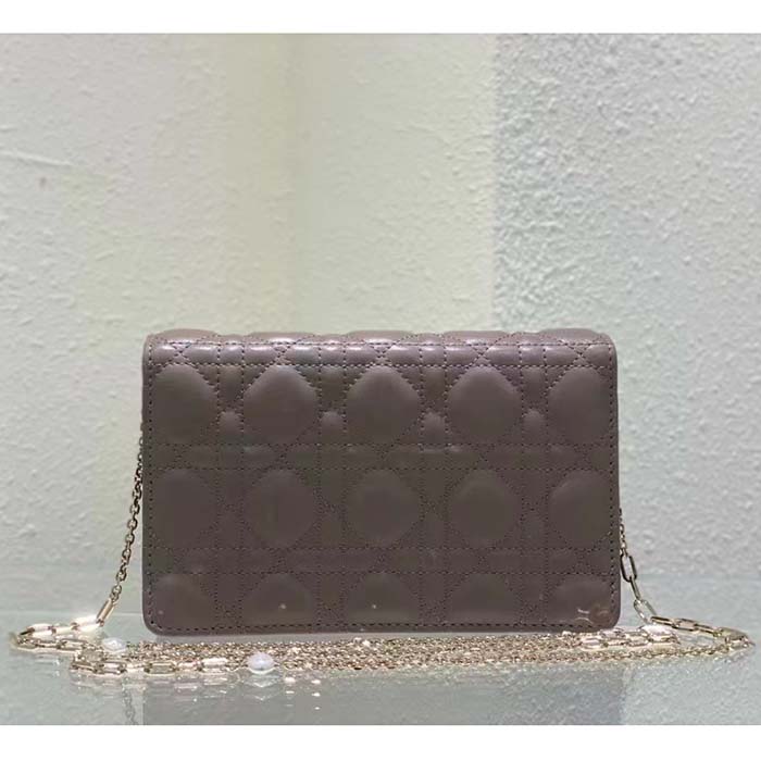 Dior Women CD Miss Dior Chain Pouch Sand-Colored Cannage Lambskin