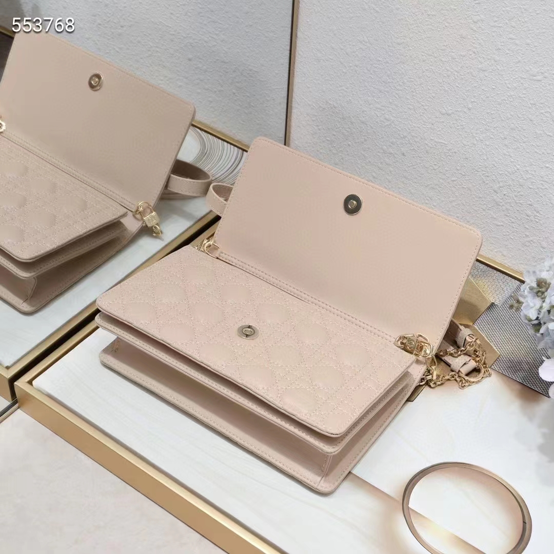 Dior Women CD Miss Dior Top Handle Bag Melocoton Biscuit Cannage Lambskin
