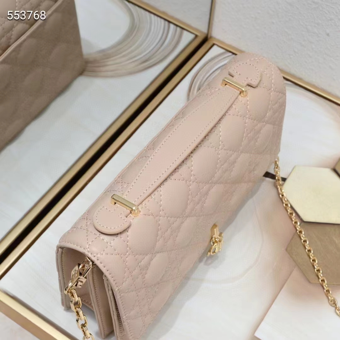 Dior Women CD Miss Dior Top Handle Bag Melocoton Biscuit Cannage Lambskin