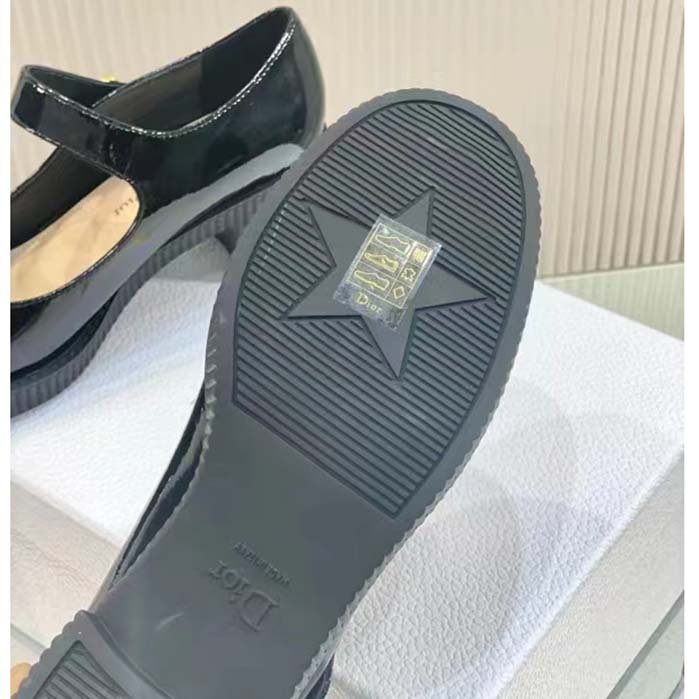 Dior Women CD Shoes D-Doll Pump Black Shiny Calfskin 5.5 CM Heel