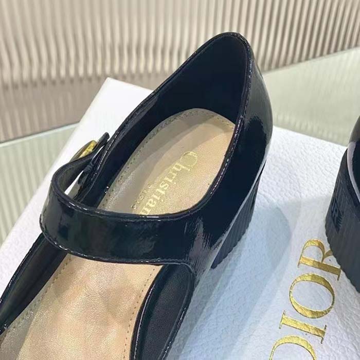 Dior Women CD Shoes D-Doll Pump Black Shiny Calfskin 5.5 CM Heel