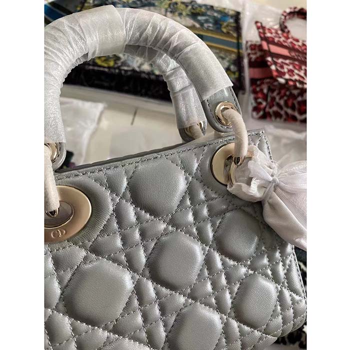 Dior Women CD Small Lady Dior My ABCDior Bag Stone Gray Cannage Lambskin Reference: M0538ONGE_M41G