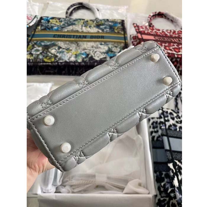Dior Women CD Small Lady Dior My ABCDior Bag Stone Gray Cannage Lambskin Reference: M0538ONGE_M41G