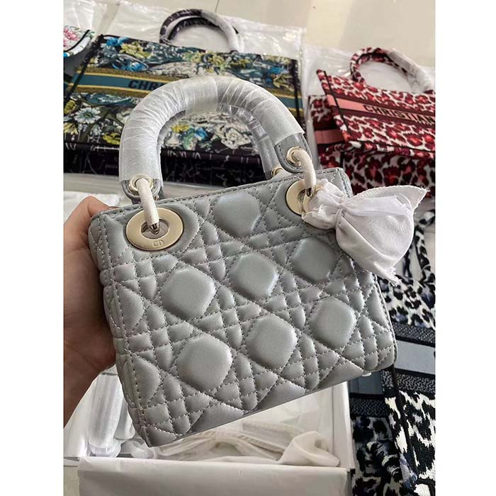 Dior Women CD Small Lady Dior My ABCDior Bag Stone Gray Cannage Lambskin Reference: M0538ONGE_M41G