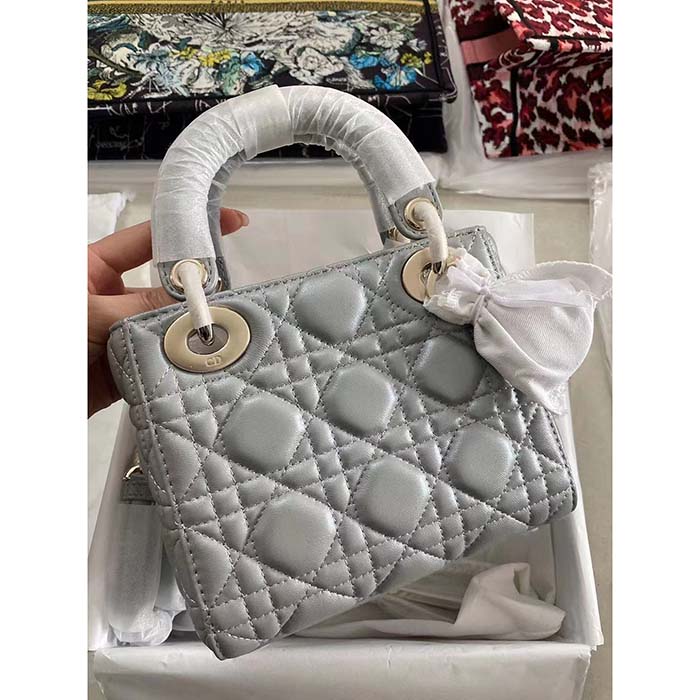Dior Women CD Small Lady Dior My ABCDior Bag Stone Gray Cannage Lambskin Reference: M0538ONGE_M41G