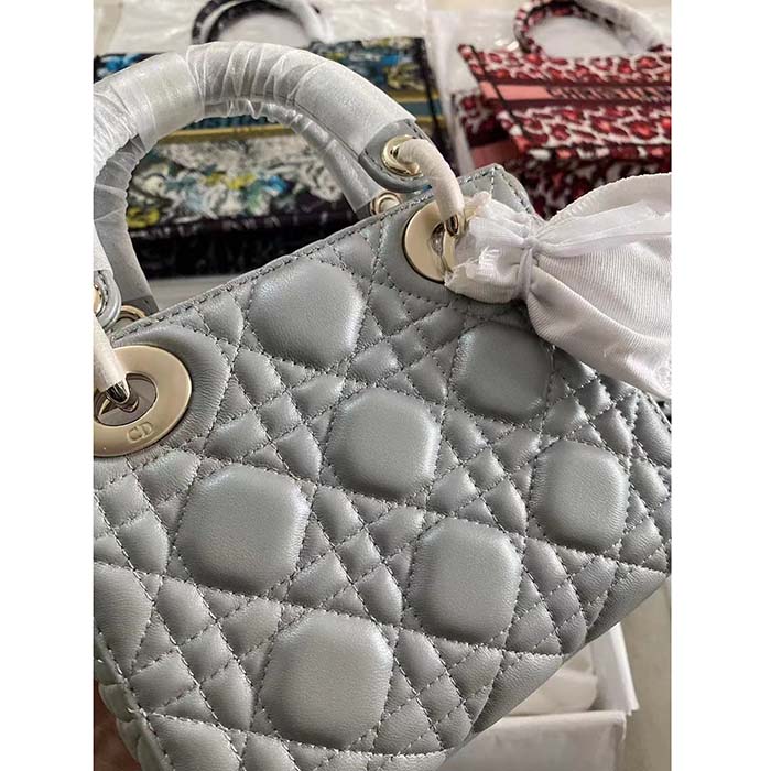 Dior Women CD Small Lady Dior My ABCDior Bag Stone Gray Cannage Lambskin Reference: M0538ONGE_M41G