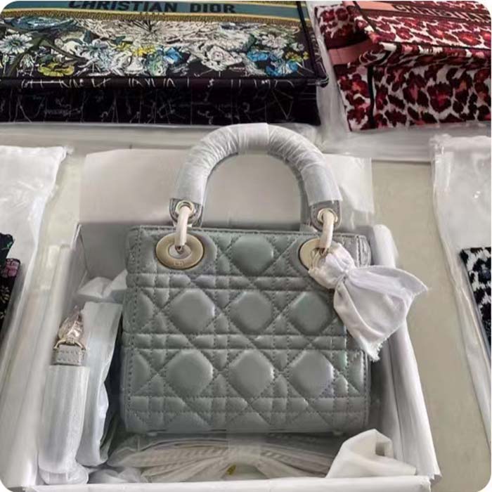 Dior Women CD Small Lady Dior My ABCDior Bag Stone Gray Cannage Lambskin Reference: M0538ONGE_M41G