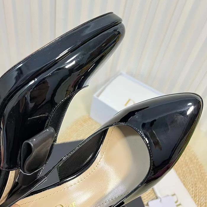 Dior Women CD Sweet-D Slingback Pump Black Patent Shiny Calfskin
