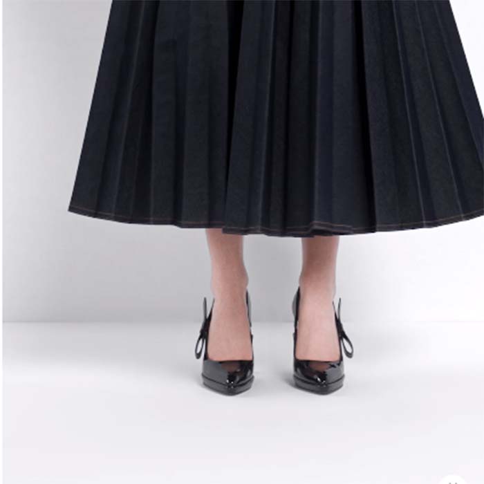 Dior Women CD Sweet-D Slingback Pump Black Patent Shiny Calfskin