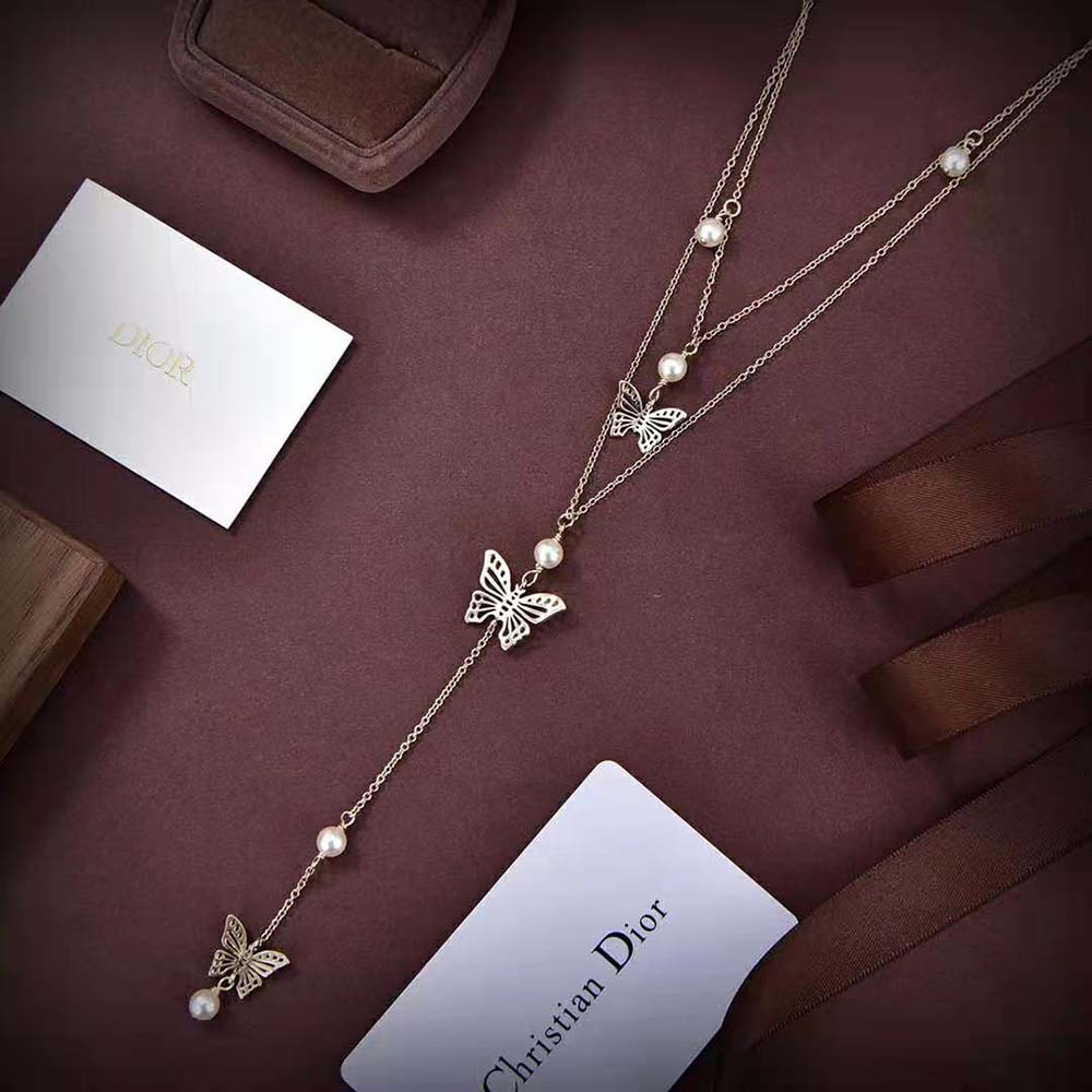 Dior Women Dior Métamorphose Necklace Gold-Finish Metal and White Resin Pearls