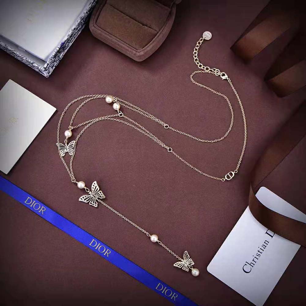 Dior Women Dior Métamorphose Necklace Gold-Finish Metal and White Resin Pearls