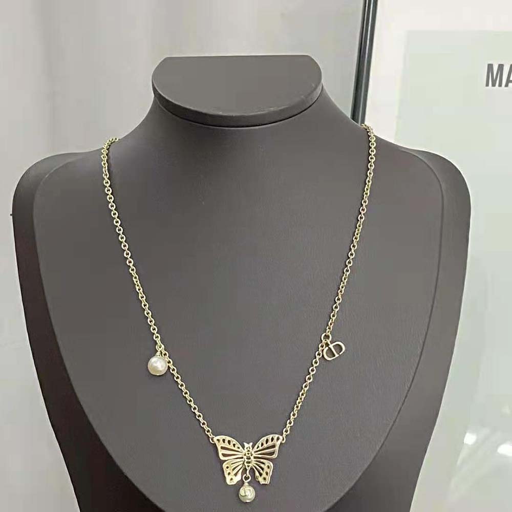 Dior Women Métamorphose Necklace Gold-Finish Metal and White Resin Pearls