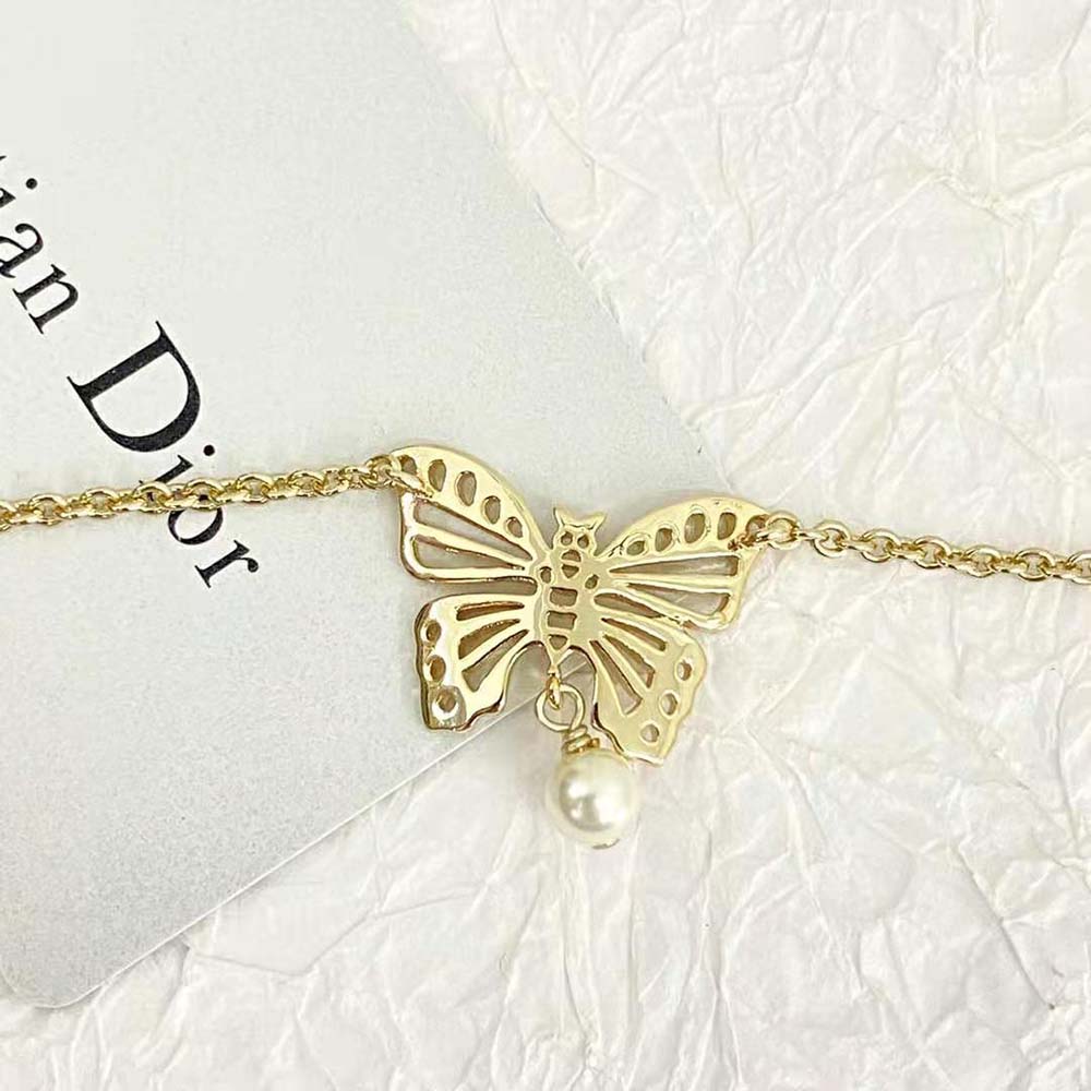 Dior Women Métamorphose Necklace Gold-Finish Metal and White Resin Pearls