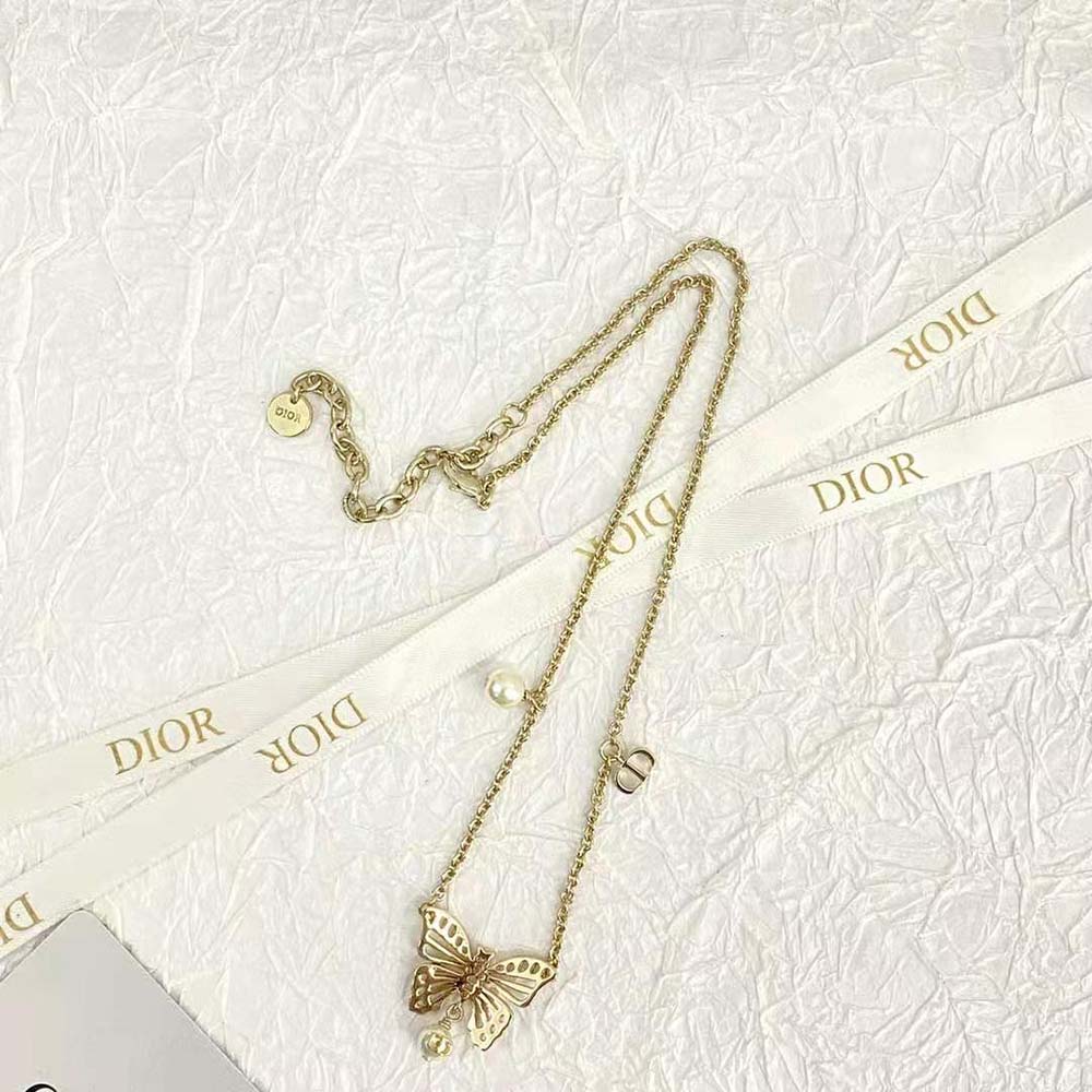Dior Women Métamorphose Necklace Gold-Finish Metal and White Resin Pearls
