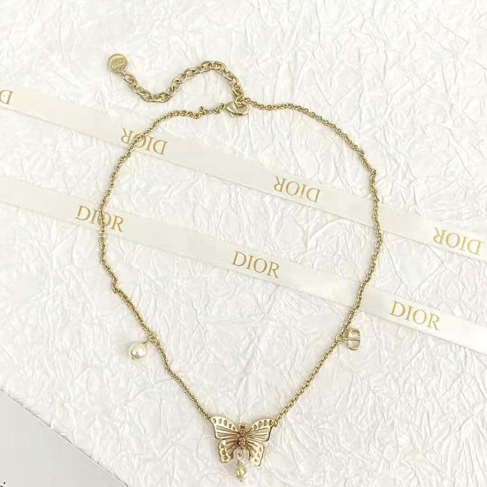 Dior Women Métamorphose Necklace Gold-Finish Metal and White Resin Pearls