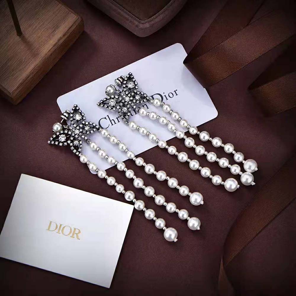Dior Women Papillon De Nuit Earrings Antique Silver-Finish Metal