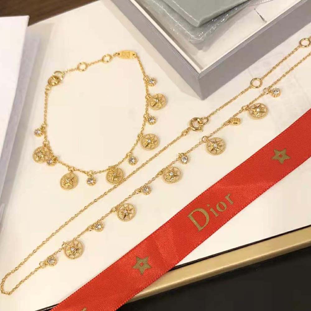 Dior Women Rose Des Vents Bracelet Yellow Gold Diamonds and Mother-of-pearl
