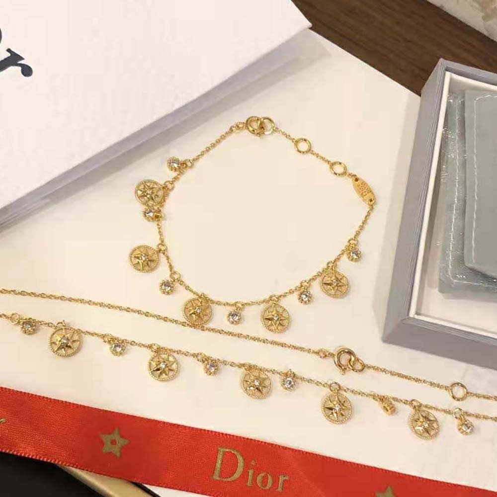 Dior Women Rose Des Vents Bracelet Yellow Gold Diamonds and Mother-of-pearl