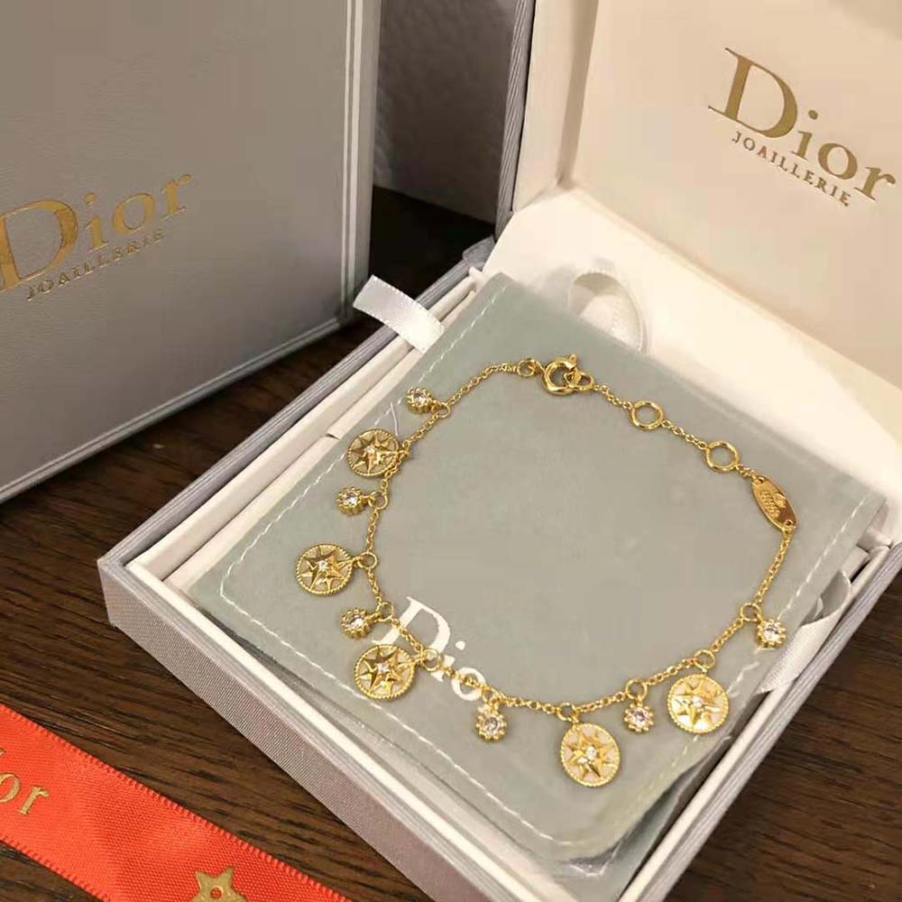 Dior Women Rose Des Vents Bracelet Yellow Gold Diamonds and Mother-of-pearl