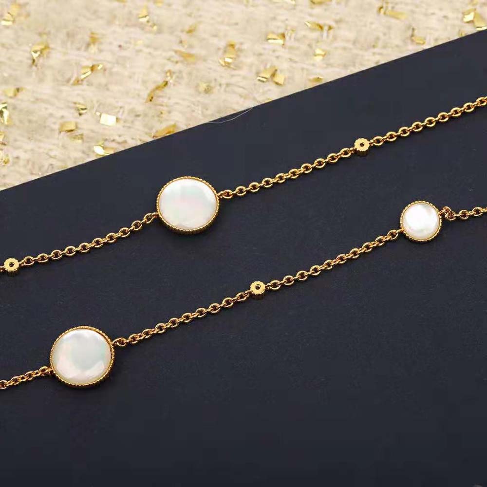 Dior Women Rose Des Vents Long Necklace Yellow Gold Diamonds and Mother-of-Pearl