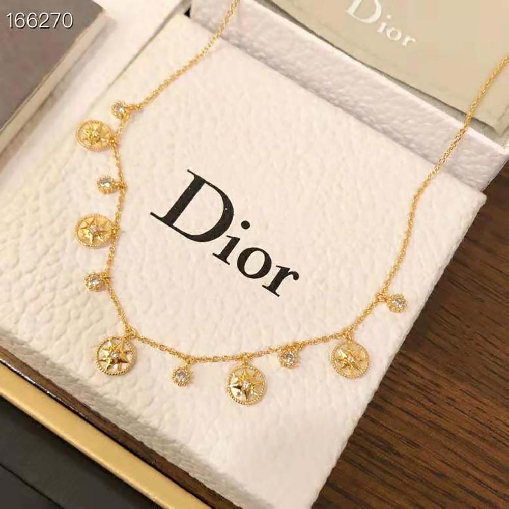 Dior Women Rose Des Vents Necklace Yellow Gold Diamonds and Mother-of-pearl