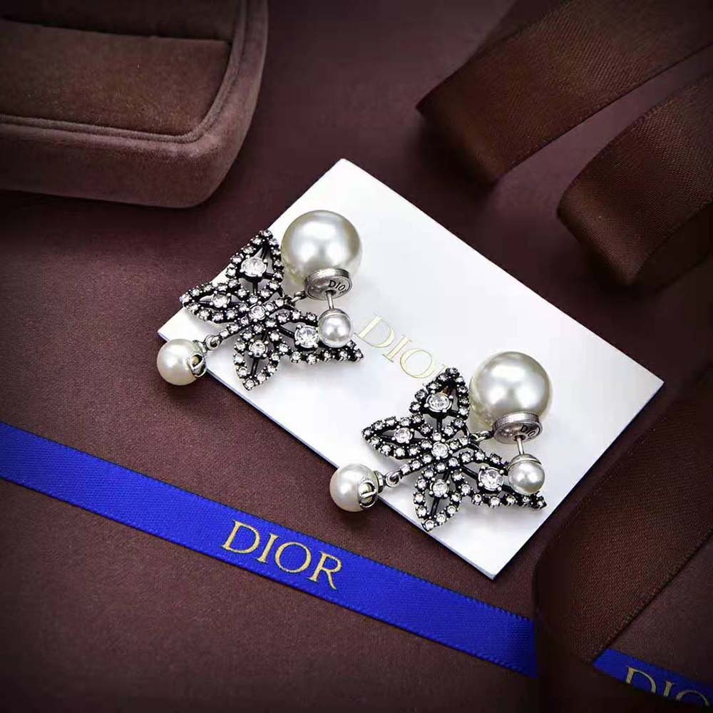 Dior Women Tribales Earrings Antique Silver-Finish Metal