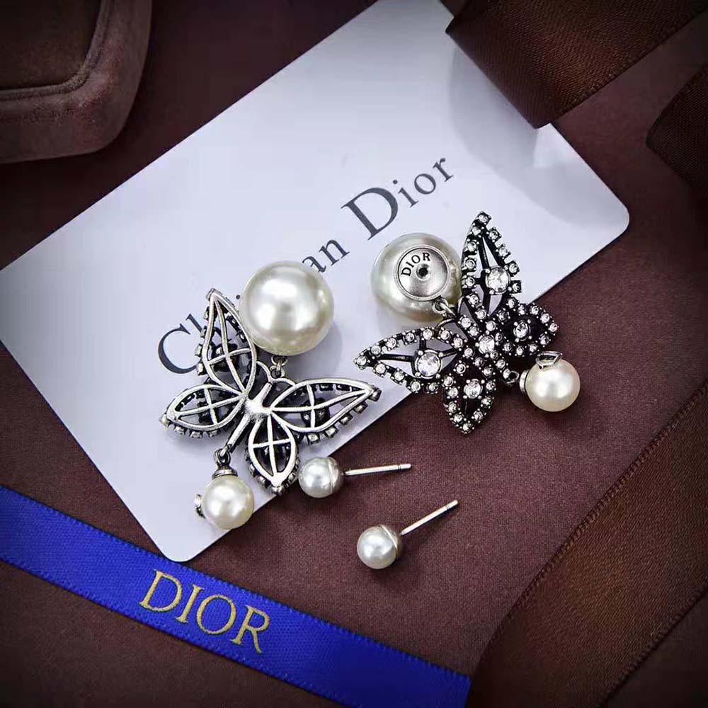Dior Women Tribales Earrings Antique Silver-Finish Metal