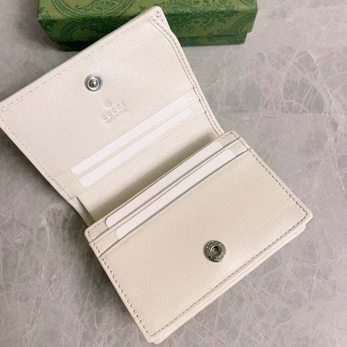 Gucci GG Unisex Blondie Card Case Wallet White Leather Round Interlocking G Style ‎760317 AACP7 9022