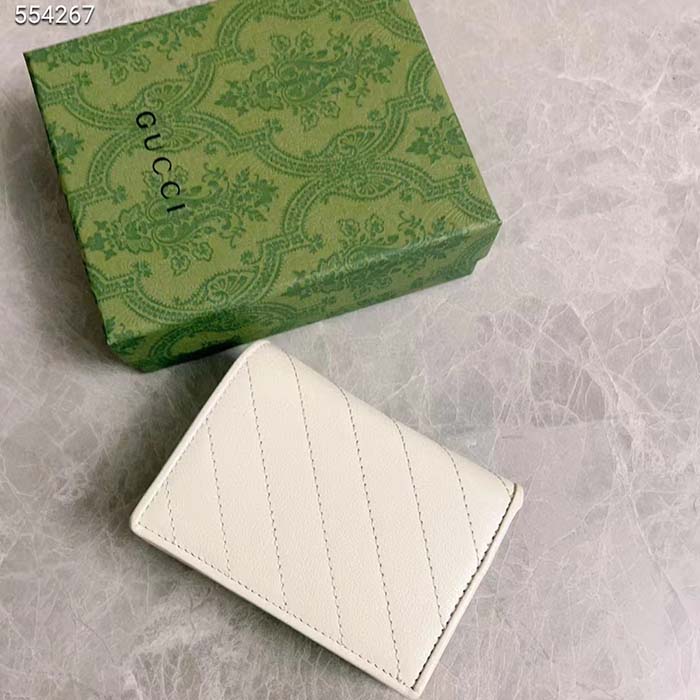 Gucci GG Unisex Blondie Card Case Wallet White Leather Round Interlocking G Style ‎760317 AACP7 9022