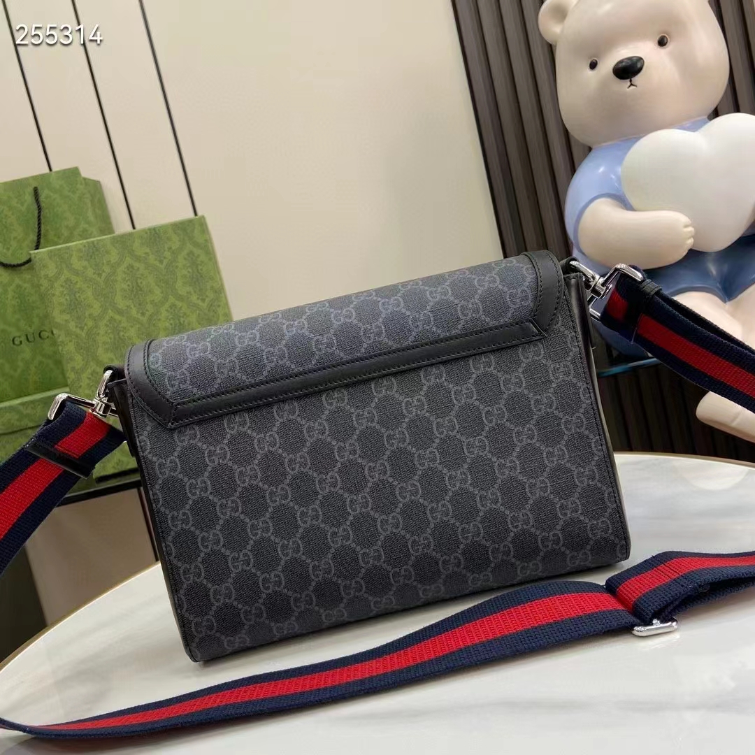 Gucci GG Unisex Ophidia GG Crossbody Bag GG Black Supreme Canvas Leather