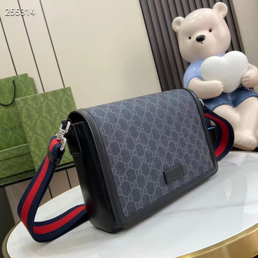 Gucci GG Unisex Ophidia GG Crossbody Bag GG Black Supreme Canvas Leather