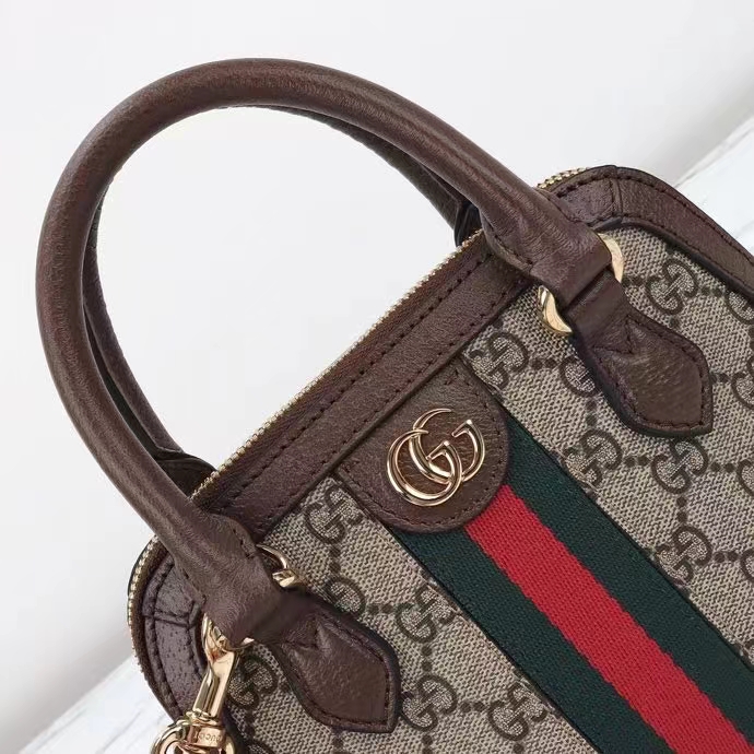 Gucci GG Women Ophidia GG Mini Top Handle Bag Beige Ebony GG Supreme Canvas Double G