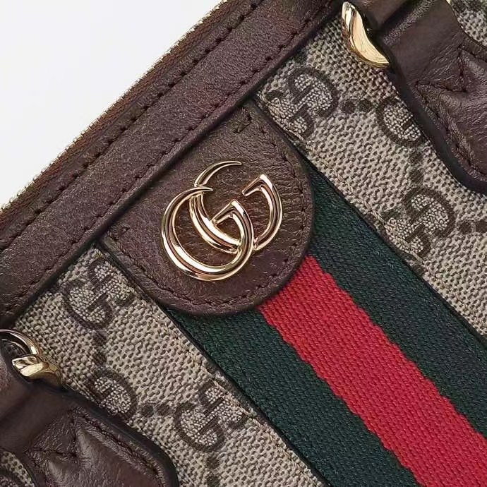 Gucci GG Women Ophidia GG Mini Top Handle Bag Beige Ebony GG Supreme Canvas Double G