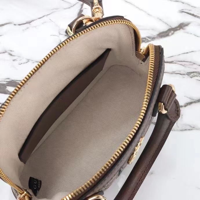 Gucci GG Women Ophidia GG Mini Top Handle Bag Beige Ebony GG Supreme Canvas Double G