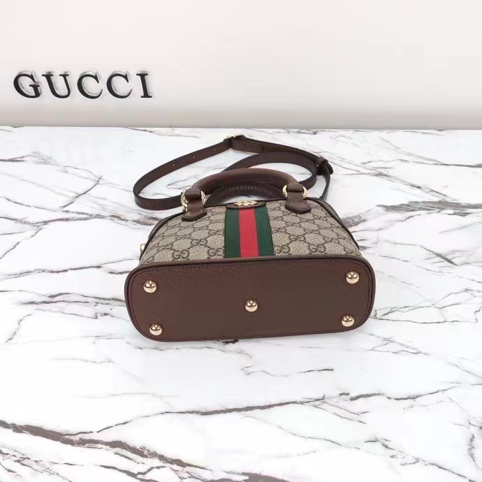 Gucci GG Women Ophidia GG Mini Top Handle Bag Beige Ebony GG Supreme Canvas Double G