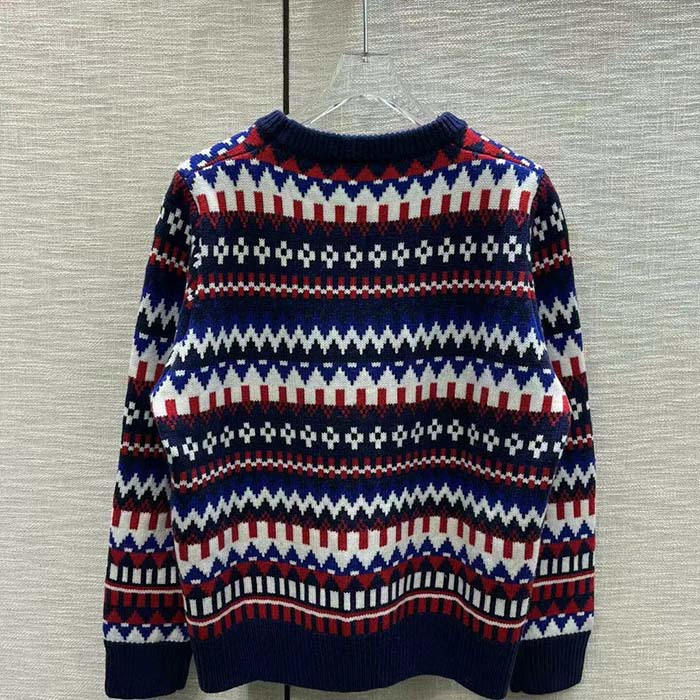 Gucci Men Knit Wool Sweater Gucci Embroidery Crewneck Dropped Shoulder Rib Style ‎763391 XKDOX 4216