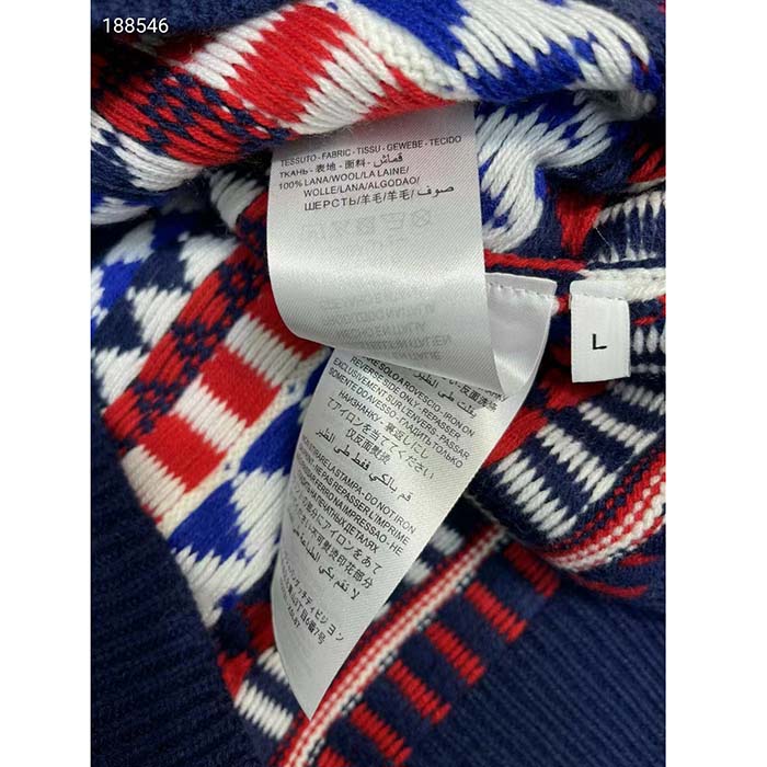 Gucci Men Knit Wool Sweater Gucci Embroidery Crewneck Dropped Shoulder Rib Style ‎763391 XKDOX 4216