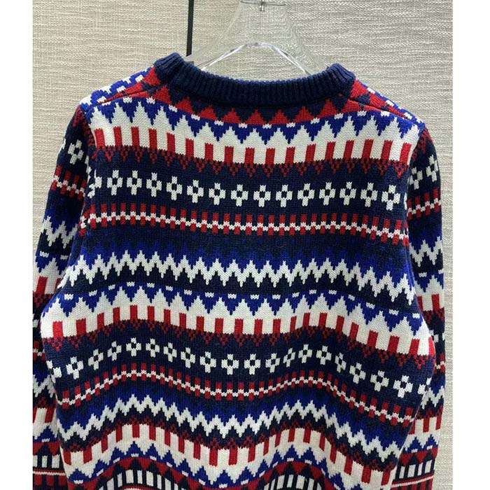 Gucci Men Knit Wool Sweater Gucci Embroidery Crewneck Dropped Shoulder Rib Style ‎763391 XKDOX 4216